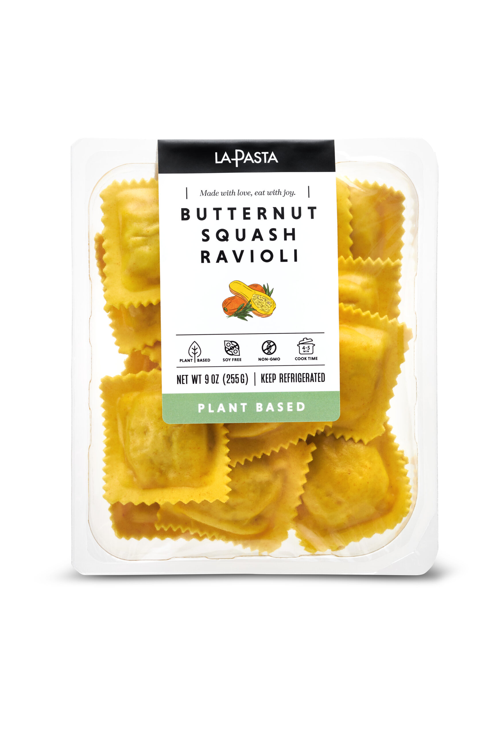 A package of butternut squash ravioli is shown.